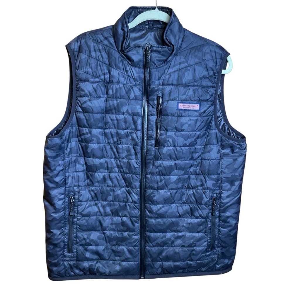Vineyard Vines Blue/Grey Camo Puffer Vest Size L